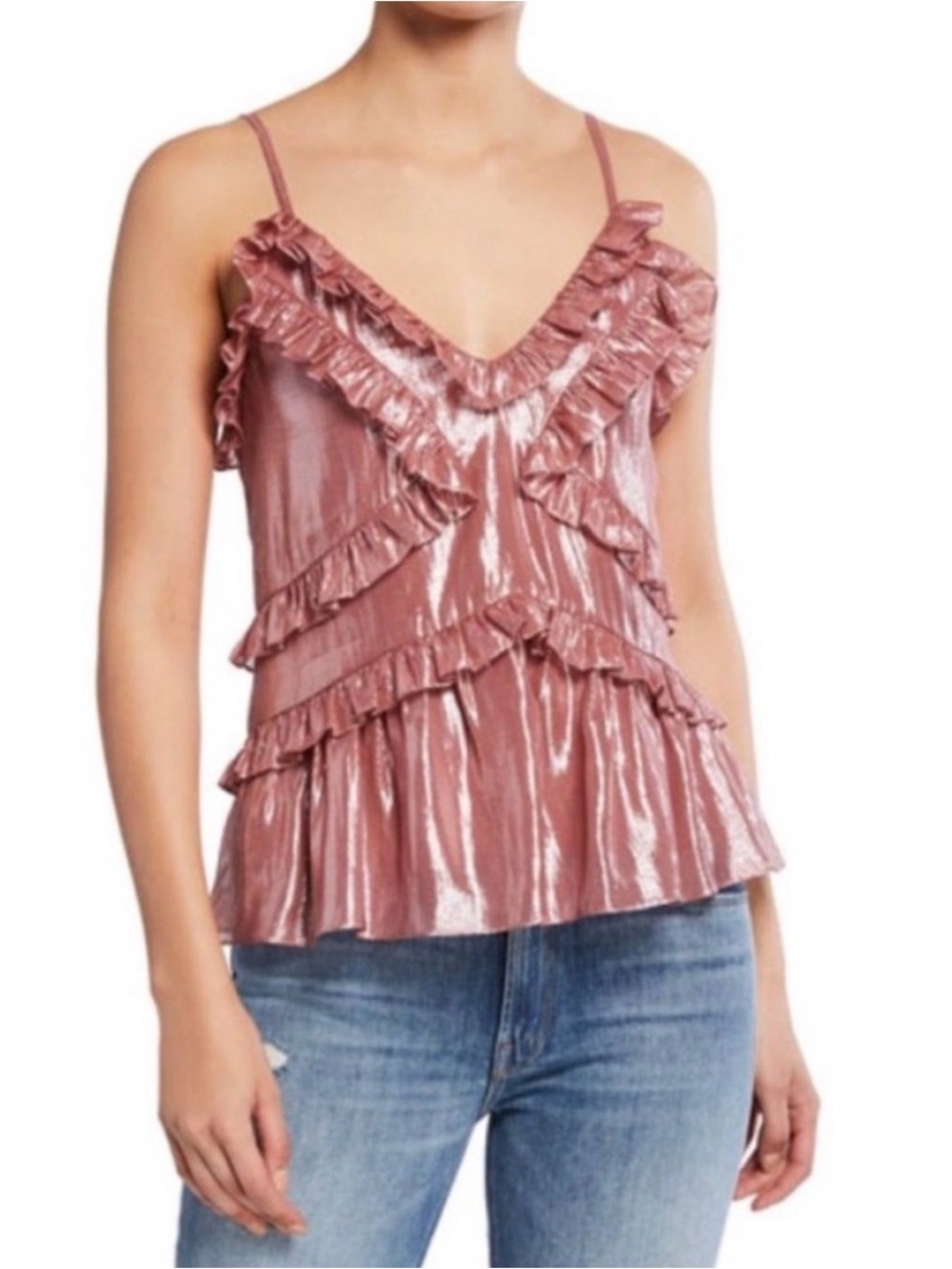 Rebecca Taylor Metallic Pink
Ruffled Camisole